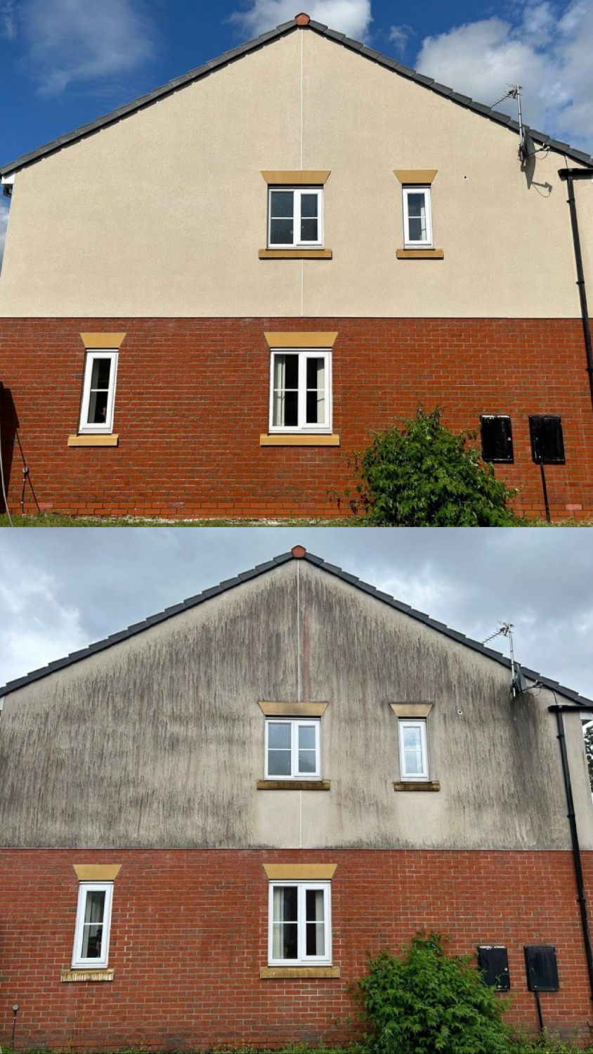 Façade de maison avant et après nettoyage professionnel